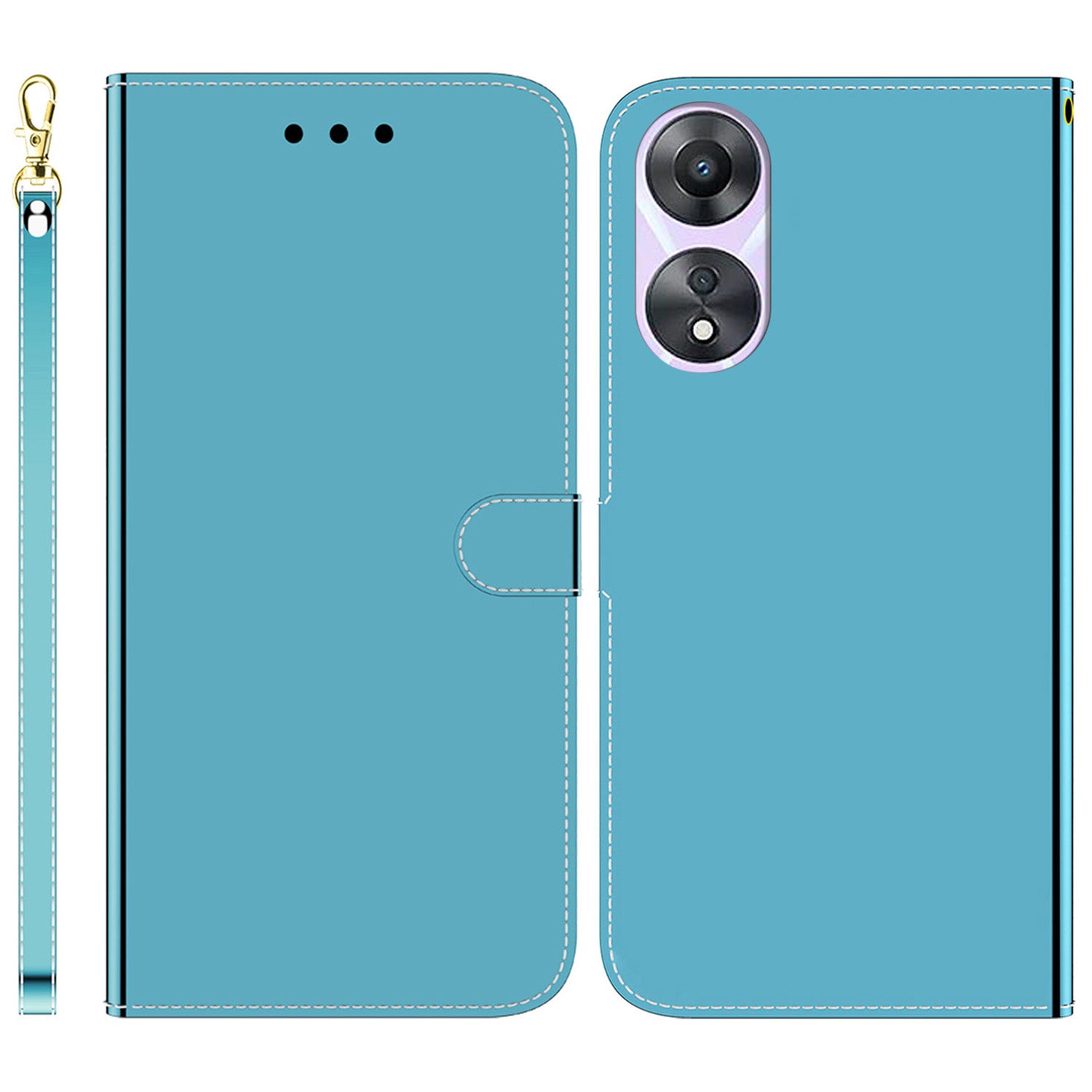 For Oppo A58 5G Anti-Scratch Mirror-like Surface Wallet Phone Case Magnetic Clasp PU Leather Stand Flip Phone Cover with Strap For Oppo A58 5G Anti-Scratch Mirror-like Surface Wallet Phone Case Magnetic Clasp PU Leather Stand Flip Phone Cover with Strap